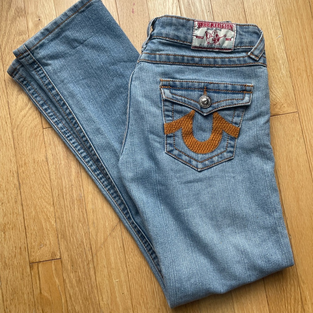 Vintage Ultra Low Rise Light Wash True Religion Jeans